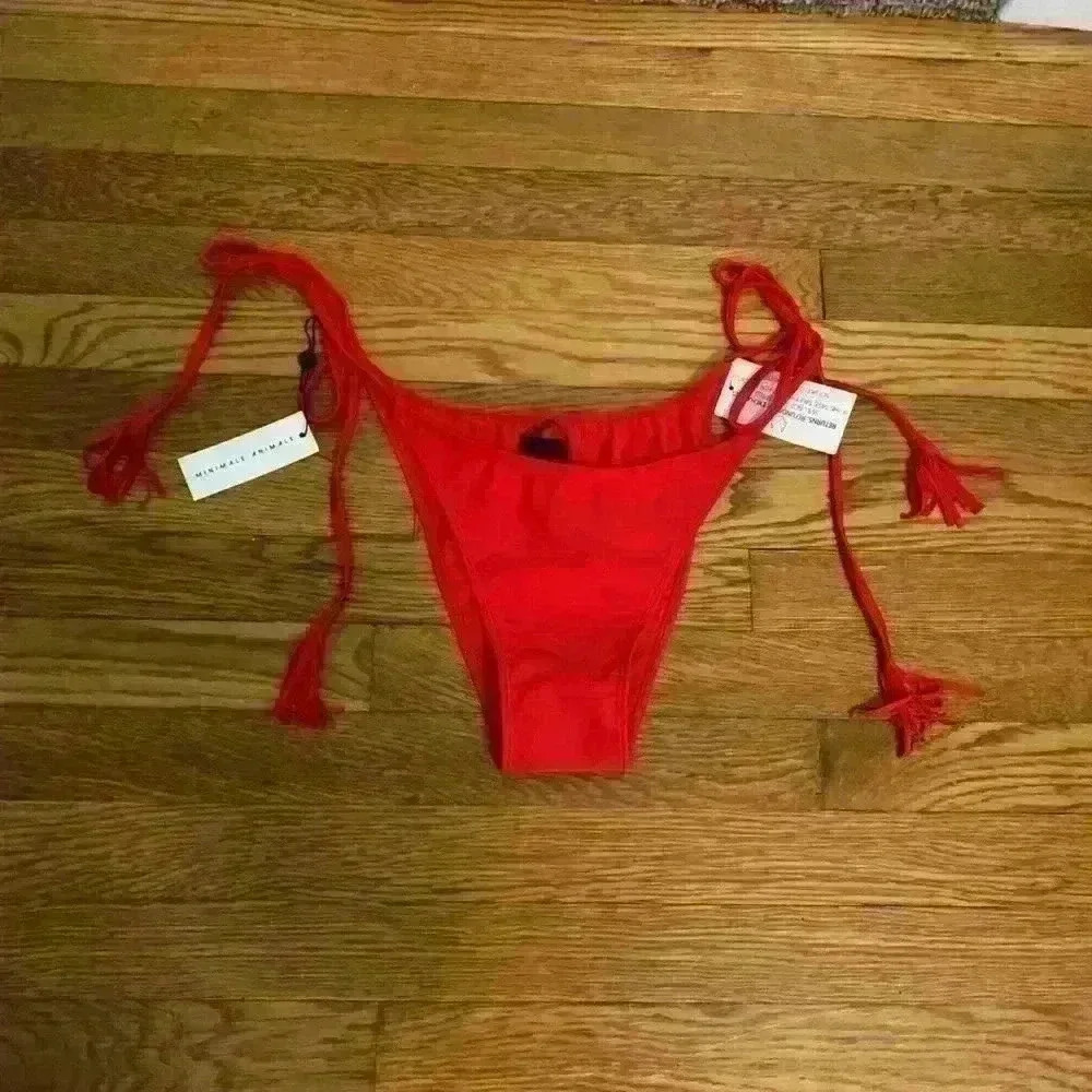 NWT MINIMALE ANIMALE The Tie Side Tassel Bikini Bottom, Women’s Size XL - Picture 2 of 10